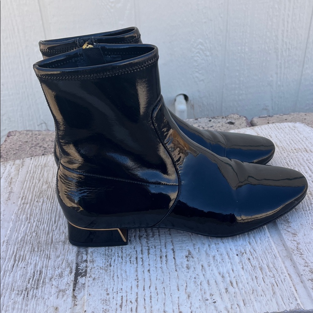 Tory Burch Black Patent Leather Ankle Boots Heels Size 9.5 $398